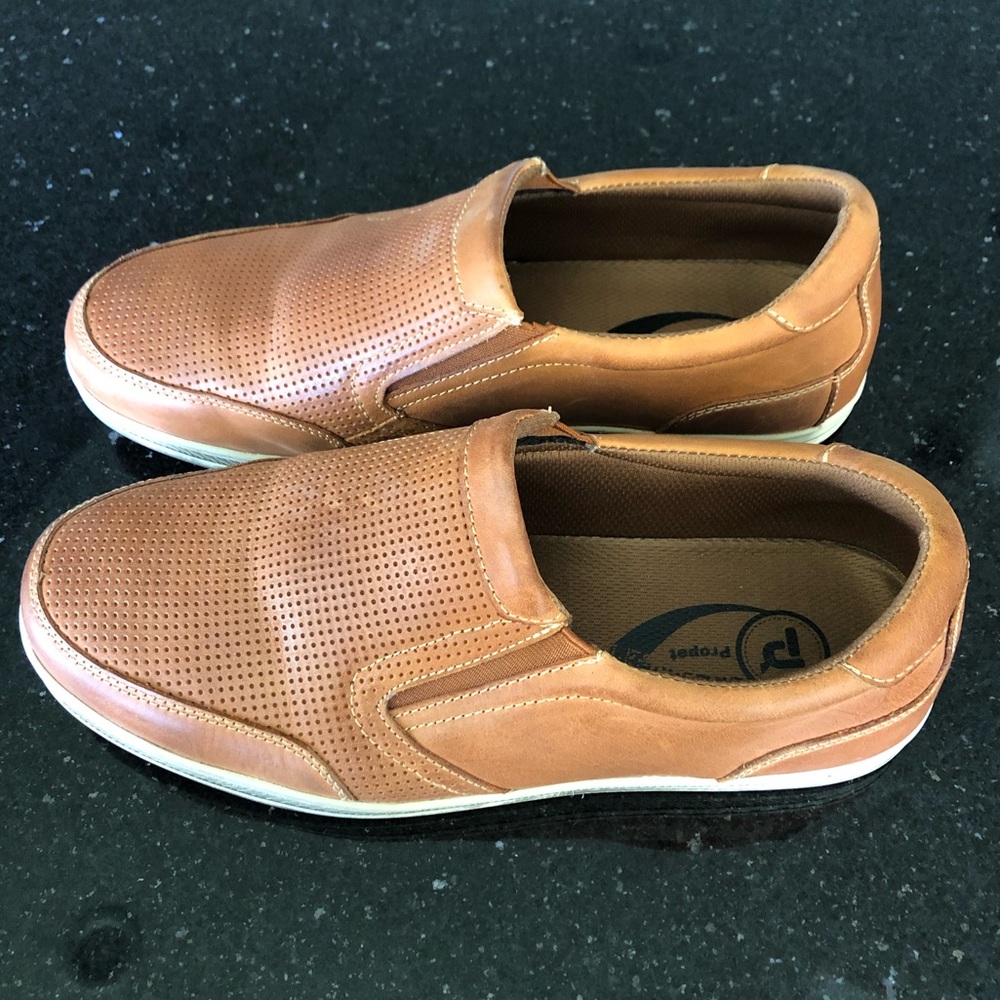 Propet Men’s Leather Slip Ons Brown Size 10 XX(5E)